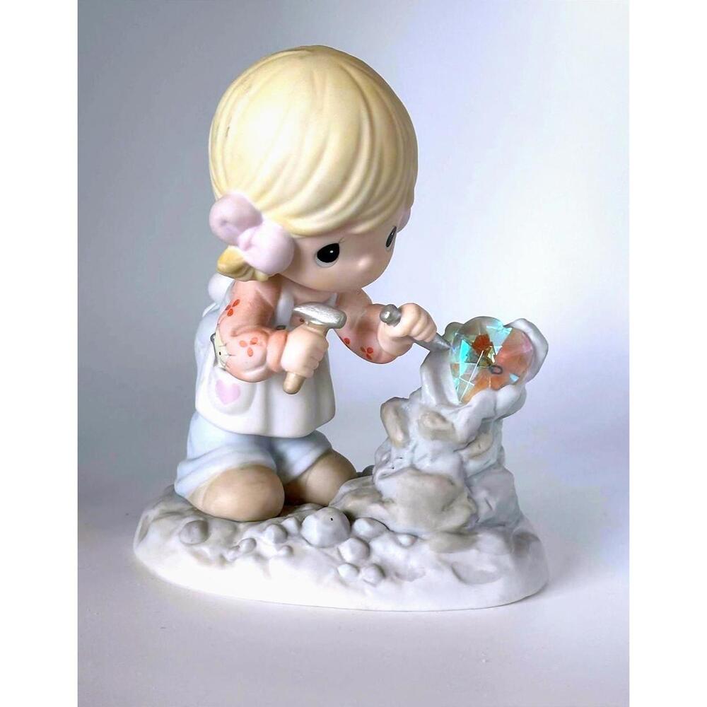 Precious Moments Figurine - Girl carving Gemstone (repaired).